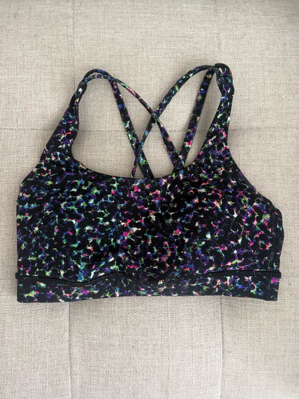 Lululemon ⚡️ Athletics Black Multi-Color Printed Strappy Sports Bra